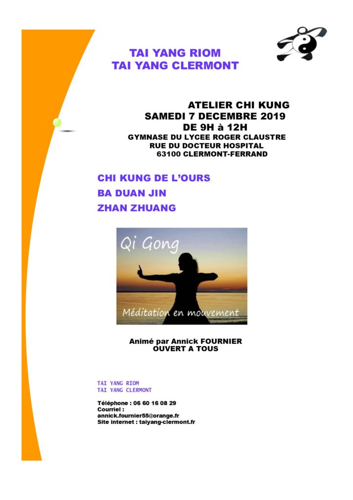 Affiche Stage de Chi Kung - Tai Yang Auvergne Clermont