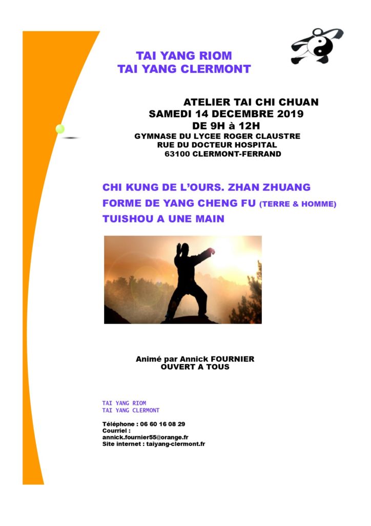 Affiche Stage de Tai Chi Chuan - Tai Yang Auvergne Clermont